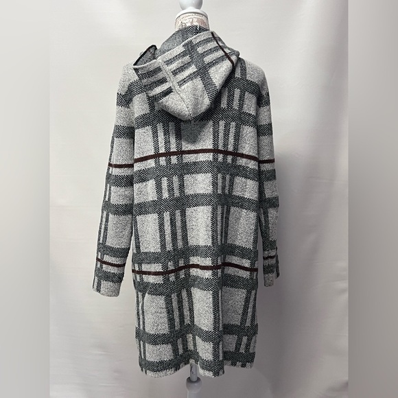 🛍️MONTEAU Black and gray hooded duster cardigan size L. - Picture 6 of 12